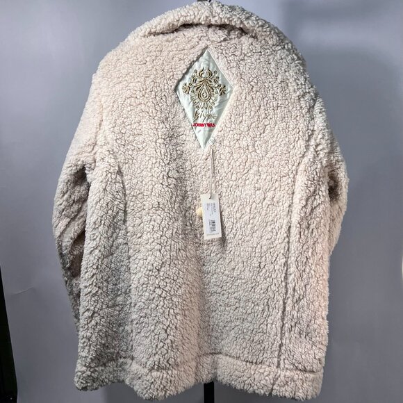 NWT JOHNNY WAS Peony Jacquard Coat with Sherpa Trim and Pomp-pomp Tassels M - Picture 7 of 9